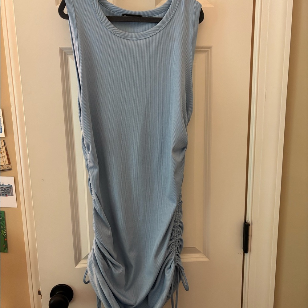 Light Blue Ruched Sleeveless Dress
